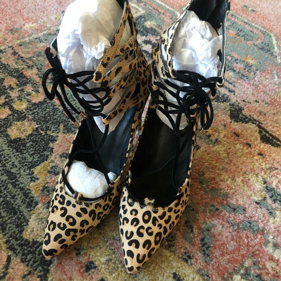 Jeffrey Campbell X Free People Leopard Hierro Lace-up Heel Size 10 - Picture 2 of 9
